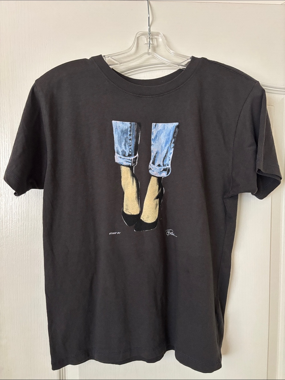 Black Graphic Tee with Blue Jeans Illustration